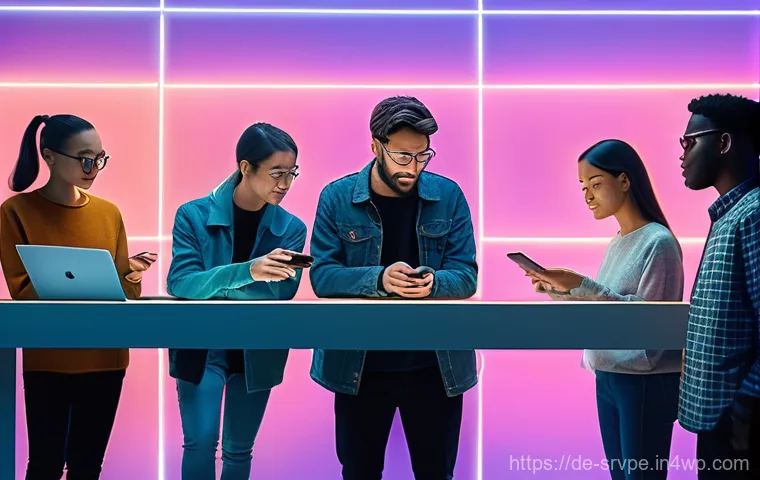 AI 상담사 서비스의 데이터 수집 방법 - **Prompt:** A diverse group of people of varying ages (including teenagers and adults, all fully clo...