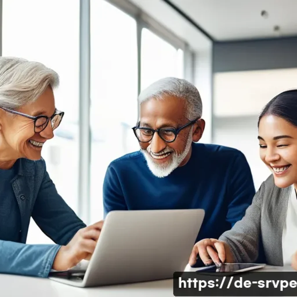 AI 상담사 서비스의 성과 분석 방법 - **Prompt 1: Empowered User Experience**
A photo-realistic image depicting a diverse group of thr...