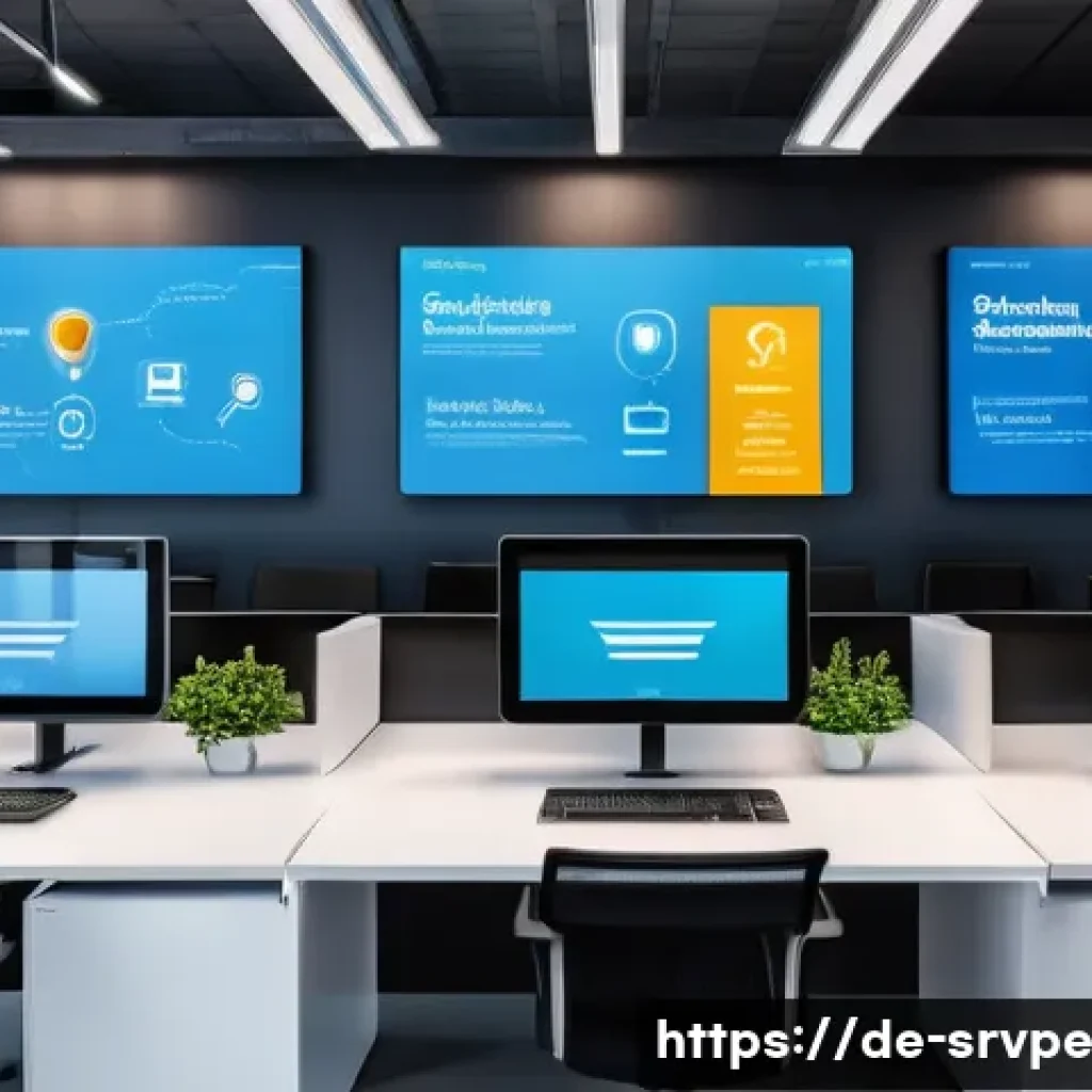 AI 상담사 서비스의 주요 기능 - A modern customer service center in Germany showcasing seamless AI integration: diverse employees us...