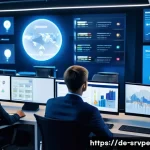 AI 상담사 서비스의 비용 효율성 - A modern German office environment showing a diverse team of professionals collaborating with AI-pow...