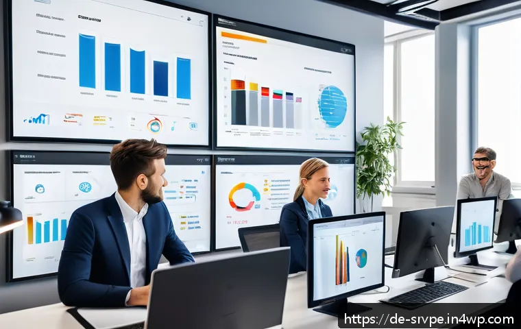 AI 상담사 서비스의 고객 피드백 처리 전략 - A modern office scene showing a diverse group of German customer service employees interacting with ...